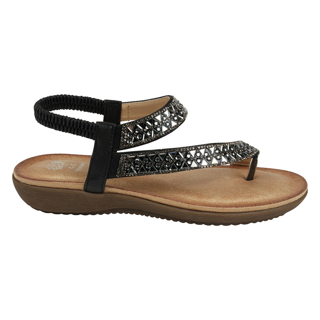 Women's Reille Black Jeweled Slingback Flat Sandals Black view 4 (bag) - women's sandals rei, women's r - shop at us.meeeshop
