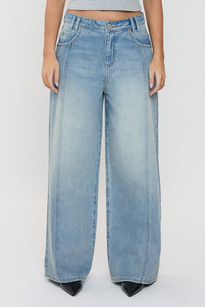 Women's Relaxed Extra Baggy Wide Leg Jeans in J Faded Blue view 2 - Relaxed Fit - Women'S Relaxed Jeans Petite (bottom)