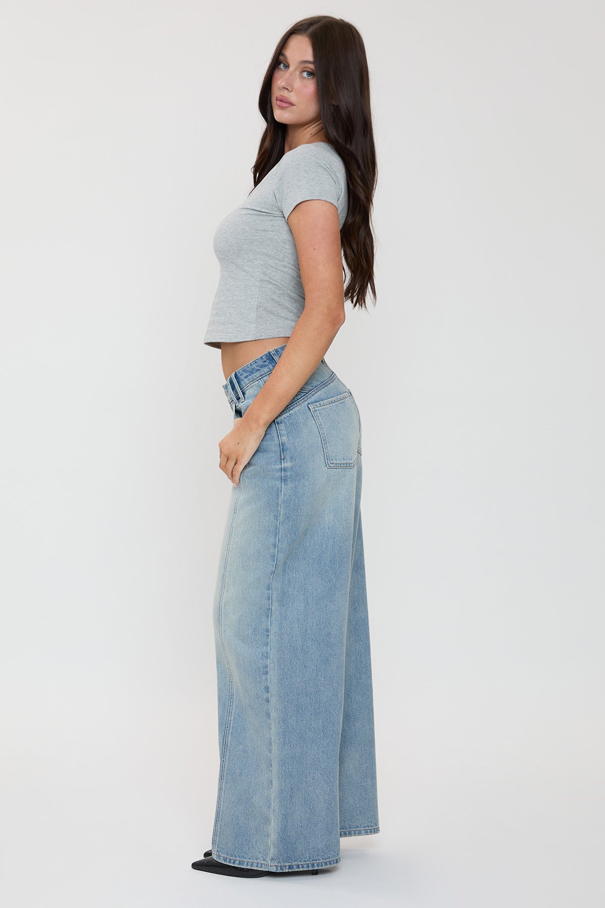 Women's Relaxed Extra Baggy Wide Leg Jeans in J Faded Blue view 6 - Relaxed Fit - Women'S Relaxed Jeans Petite (bottom)