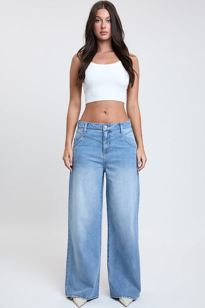 Women's Relaxed Extra Baggy Wide Leg Jeans in L Light Blue - Relaxed Fit - Women'S Relaxed Jeans Petite (bottom)
