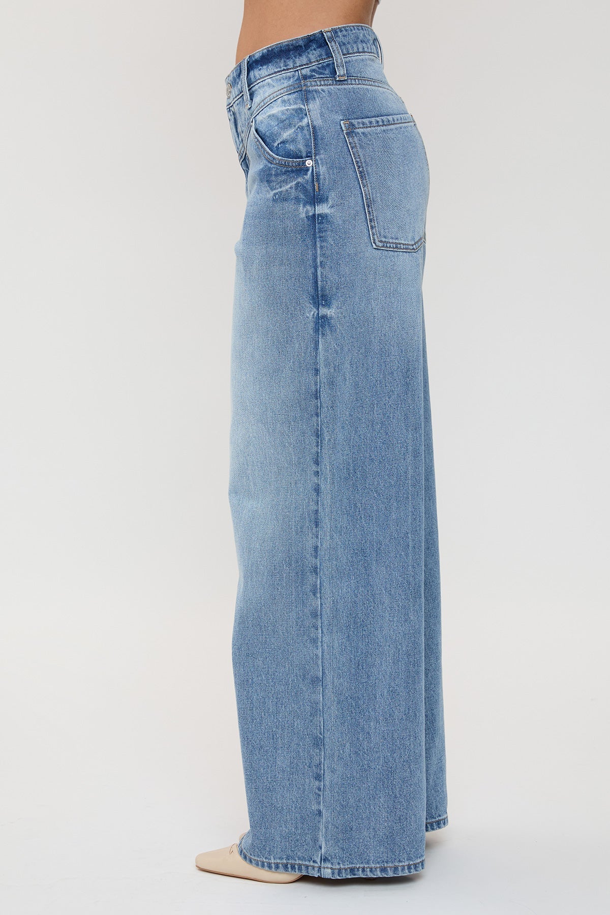 Women's Relaxed Extra Baggy Wide Leg Jeans in Y Washed Blue Rips view 11 - Relaxed Fit - Women'S Relaxed Jeans Petite
