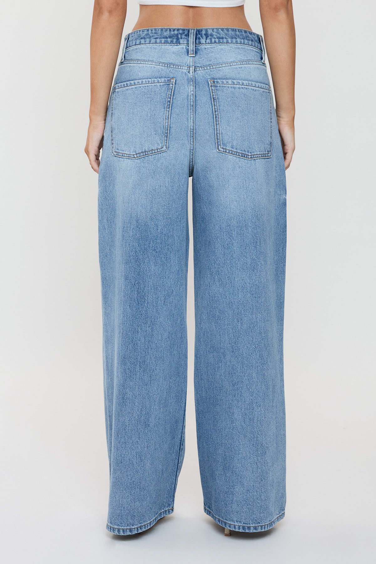 Women's Relaxed Extra Baggy Wide Leg Jeans in Y Washed Blue Rips view 12 - Relaxed Fit - Women'S Relaxed Jeans Petite