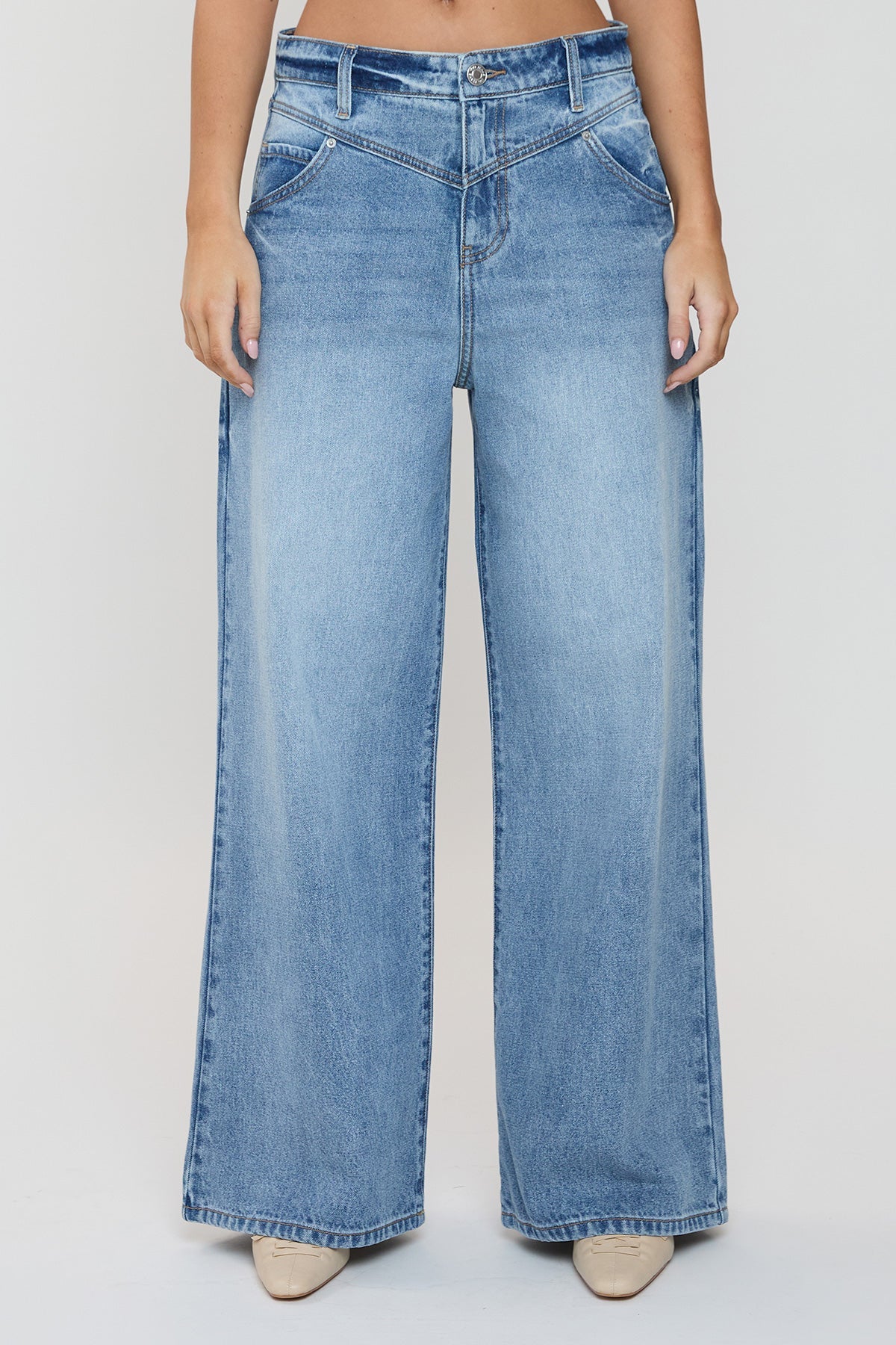 Women's Relaxed Extra Baggy Wide Leg Jeans in Y Washed Blue Rips view 8 - Relaxed Fit - Women'S Relaxed Jeans Petite