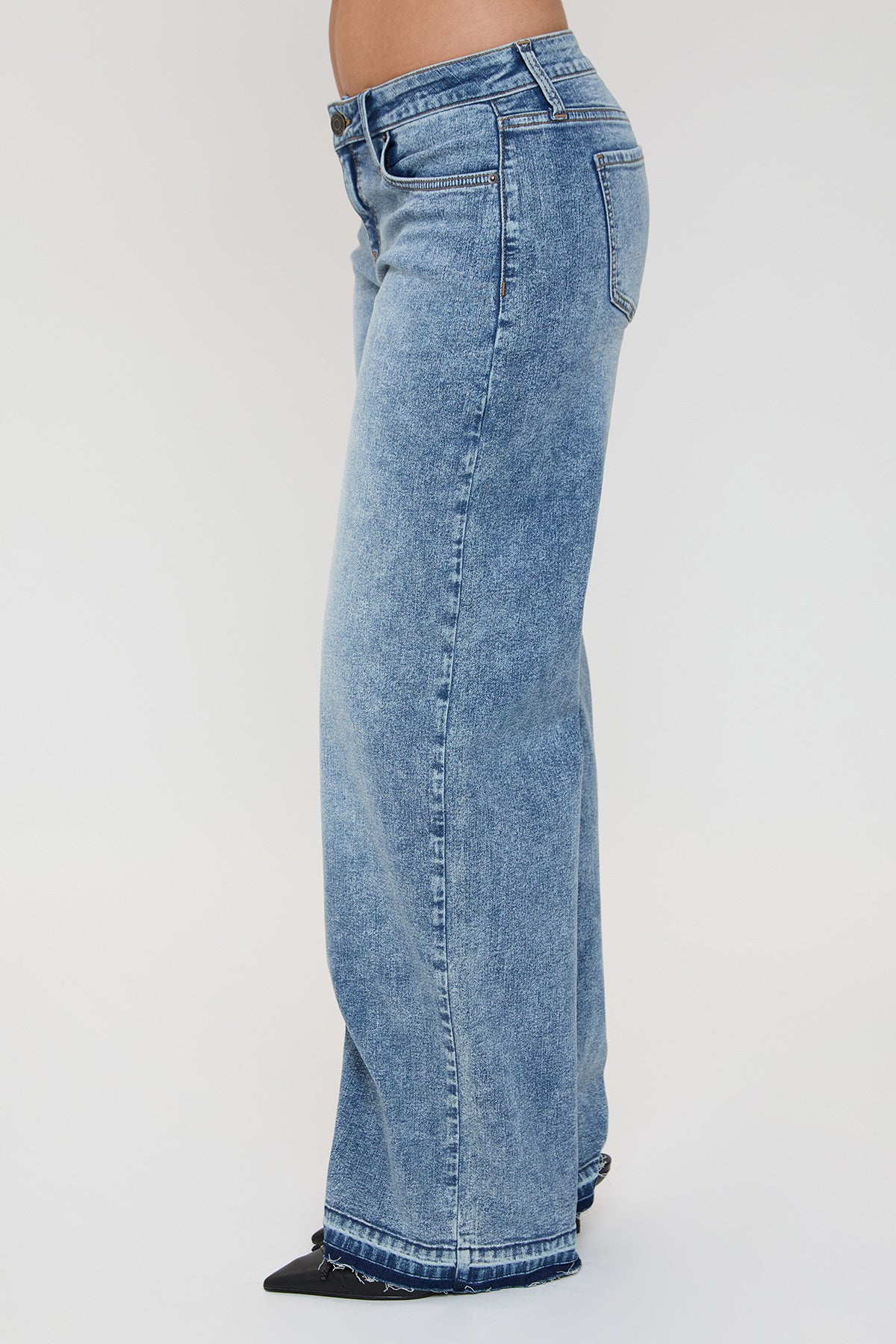 Women's Release Hem Wide Leg Jeans in N Indigo Blue view 10 (bottom)