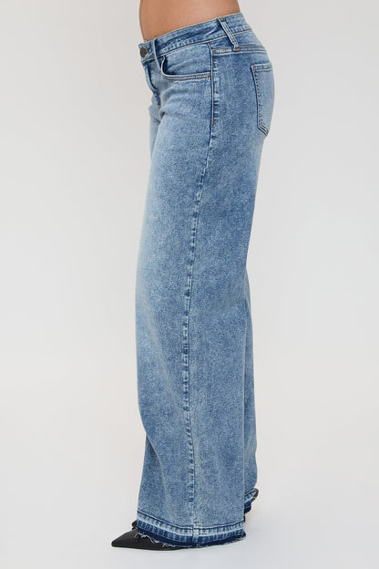 Women's Release Hem Wide Leg Jeans in N Indigo Blue view 10 (bottom)