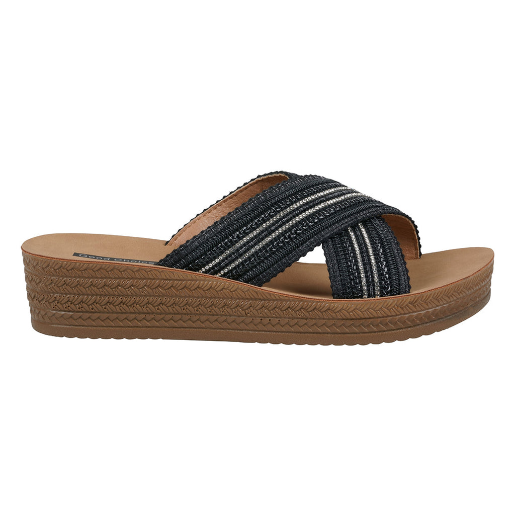 Women's Robyn Black Embellished Cross Strap Sandals Black view 2 (shoe) - strap sandals, cross strap sa - shop at us.meeeshop