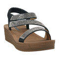 Women's Ruby Black Embellished Cross Strap Wedge Sandals Black (shoe) - women's ruby slippers, women's  - shop at us.meeeshop