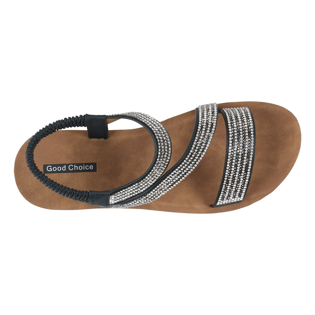 Women's Ruby Black Embellished Cross Strap Wedge Sandals Black view 3 (shoe) - women's ruby slippers, w - shop at us.meeeshop