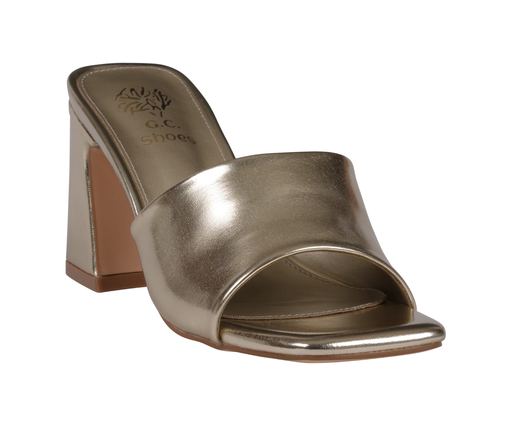 Women's Soho Gold Square Toe Heeled Sandals Gold (shoe) - women's soho sandals, women's soho shoes, wom - shop at us.meeeshop