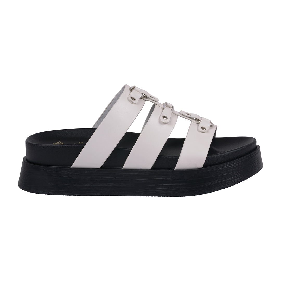 Women's Stevie White Strappy Slide Platform Sandals White view 3 (shoe) - women's steve sandals, women  - shop at us.meeeshop