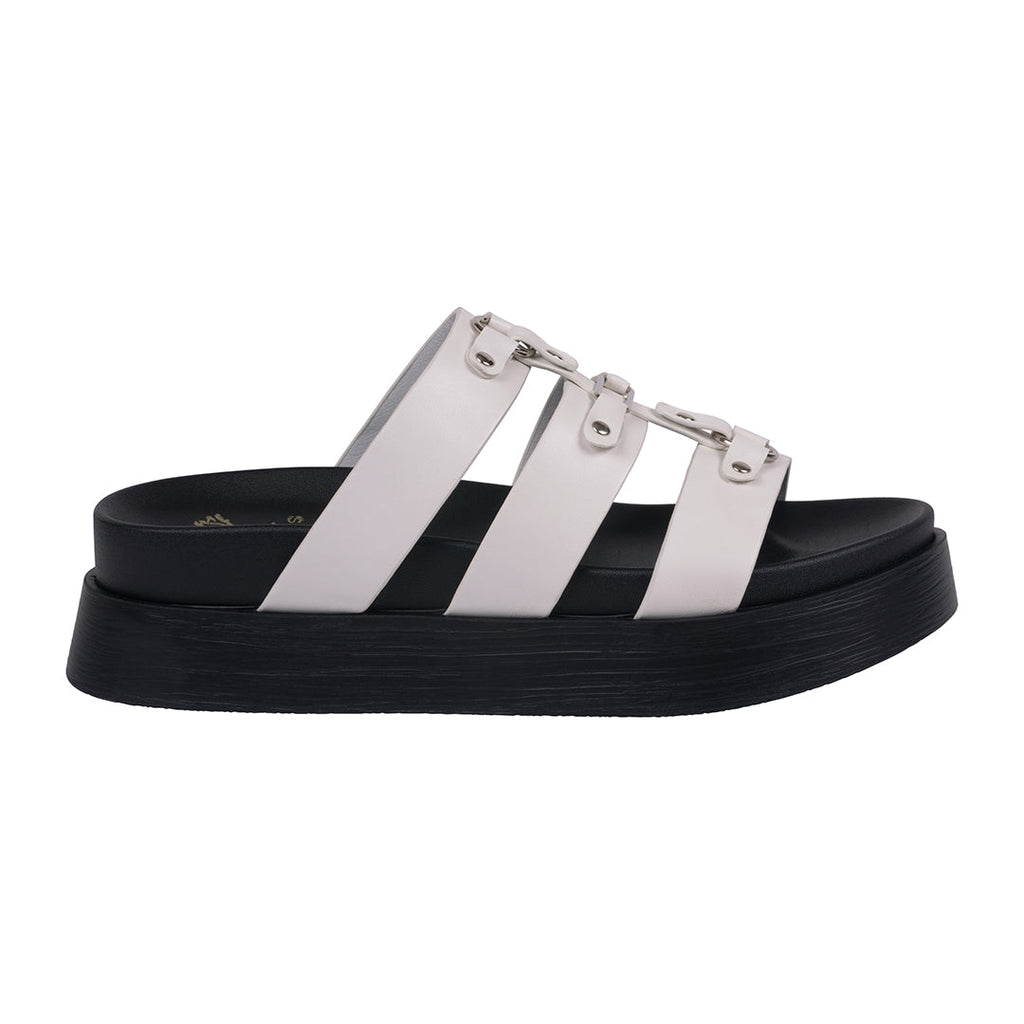 Women's Stevie White Strappy Slide Platform Sandals White view 3 (shoe) - women's steve sandals, women  - shop at us.meeeshop