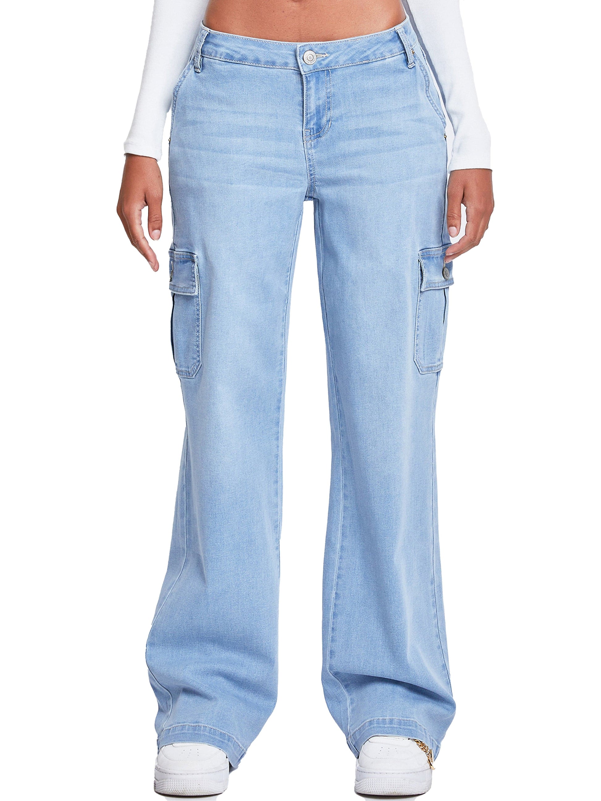 Women's Straight Cargo Skater Jeans in L Light Blue view 10 - Women'S Straight Jeans (bottom)