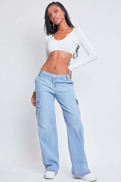 Women's Straight Cargo Skater Jeans in L Light Blue view 9 - Women'S Straight Jeans (bottom)