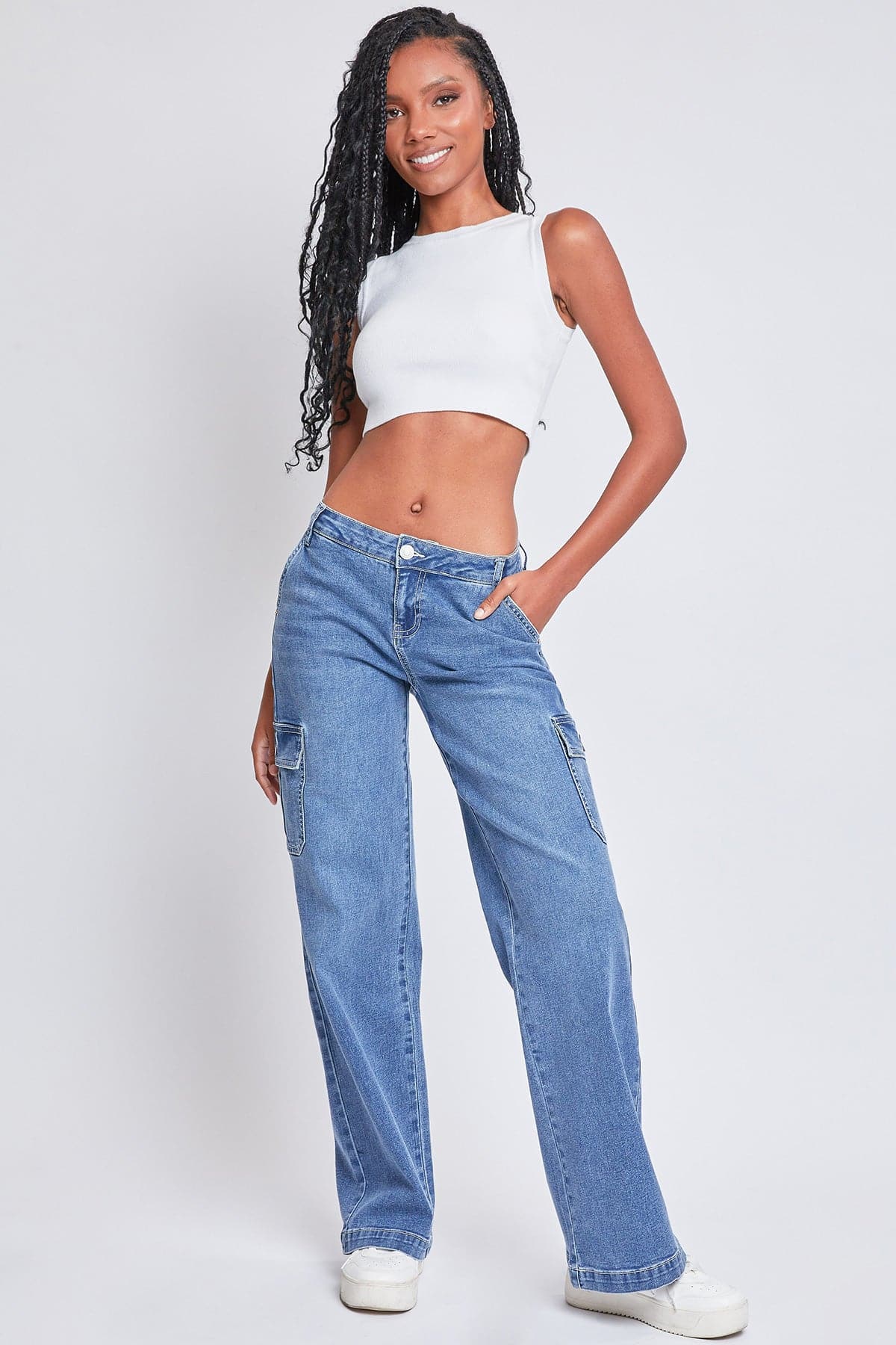 Women's Straight Cargo Skater Jeans in M Medium Blue view 24 - Women'S Straight Jeans (bottom)
