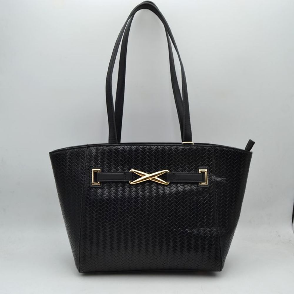 Women's Structured Trapeze Shoulder Handbag | Classic Everyday Everyday Work Tote in Beige view 2 - Casual Office Outfit