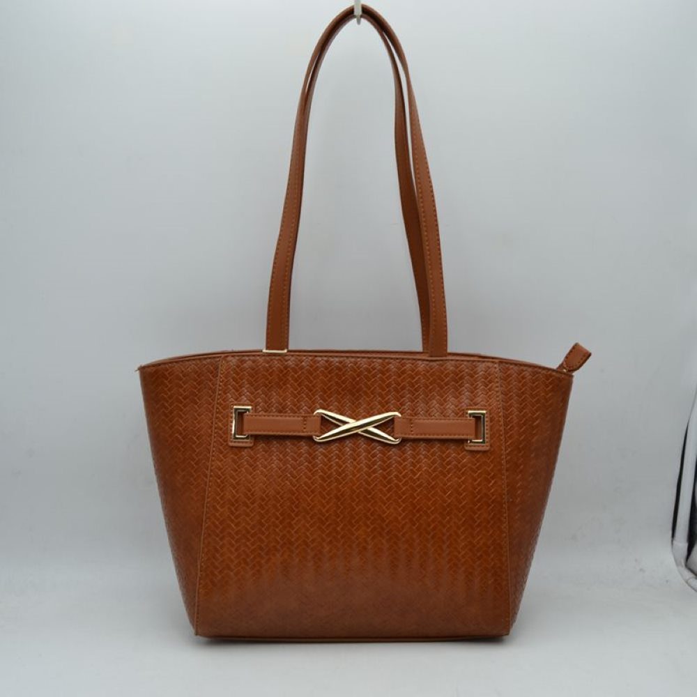 Women's Structured Trapeze Shoulder Handbag | Classic Everyday Everyday Work Tote in Black view 3 - Casual Office Outfit