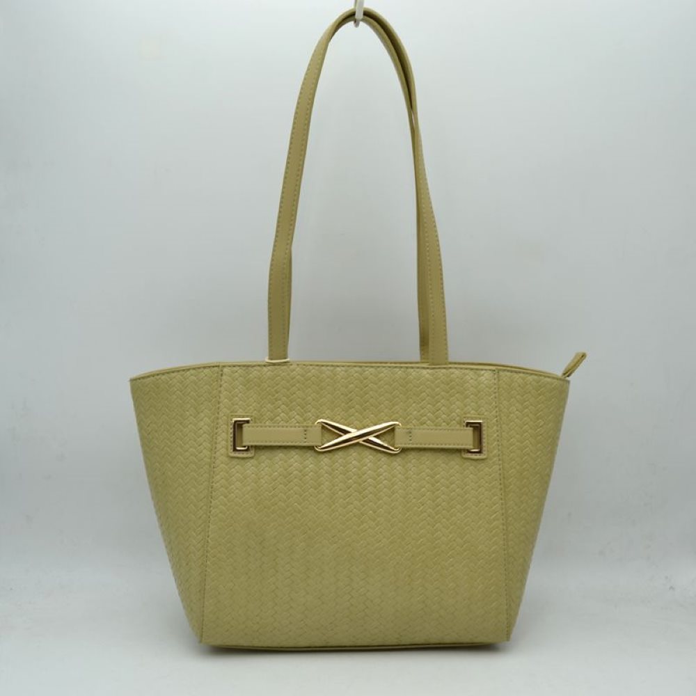Women's Structured Trapeze Shoulder Handbag | Classic Everyday Everyday Work Tote in Olive view 4 - Casual Office Outfit