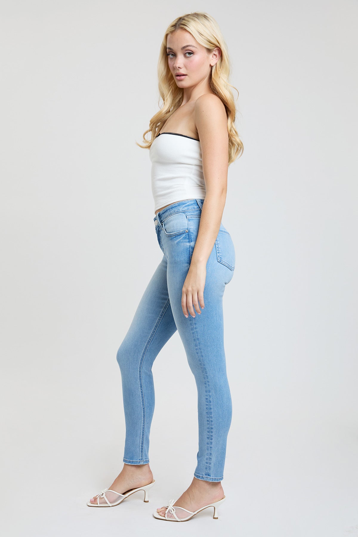 Women's Super Soft Mid Rise Skinny Jeans in L Light Blue view 6 - Women'S Super Jeans (bottom)