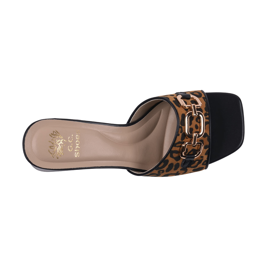Women's Wanda Black Leopard Hardware Heeled Sandals Black Leopard view 3 (shoe) - heeled sandals, hardw - shop at us.meeeshop