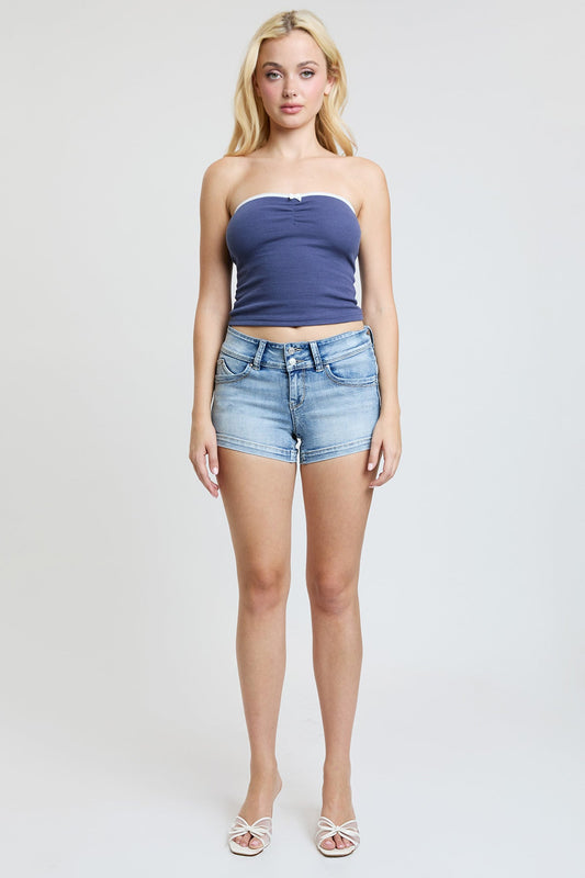 Women’s Wannabettabutt 2 Button Denim Shorts in L Light Blue view 2 (bottom)