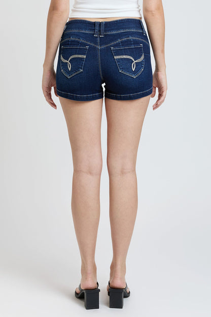 Women’s Wannabettabutt 2 Button Denim Shorts in S Midnight Sky Blue view 14 (bottom)