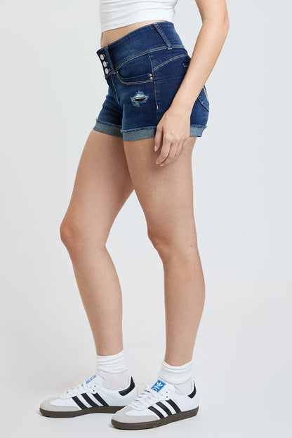 Women’s Wannabettabutt 3 Button Cuffed Denim Shorts in W Black view 22 (bottom)