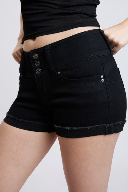 Women’s Wannabettabutt 3 Button Cuffed Denim Shorts view 30 (bottom)