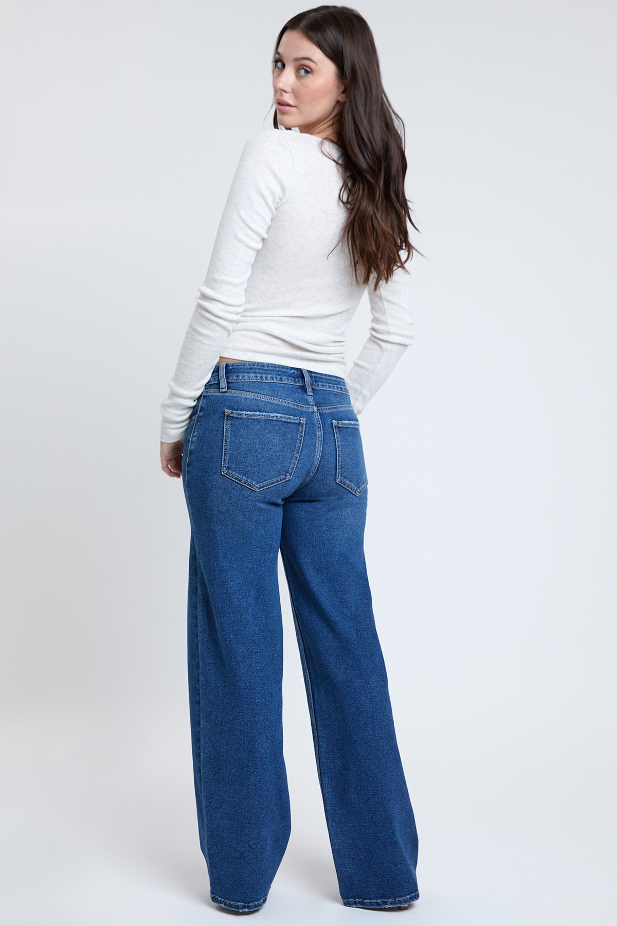 Women's Wide Leg Jeans in Y Washed Blue view 15 - Women'S Wide Jeans (bottom)