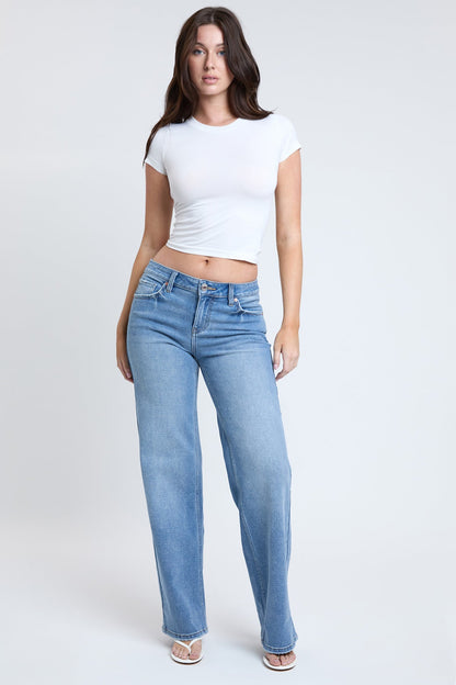 Women's Wide Leg Jeans in Y Washed Blue view 16 - Women'S Wide Jeans (bottom)
