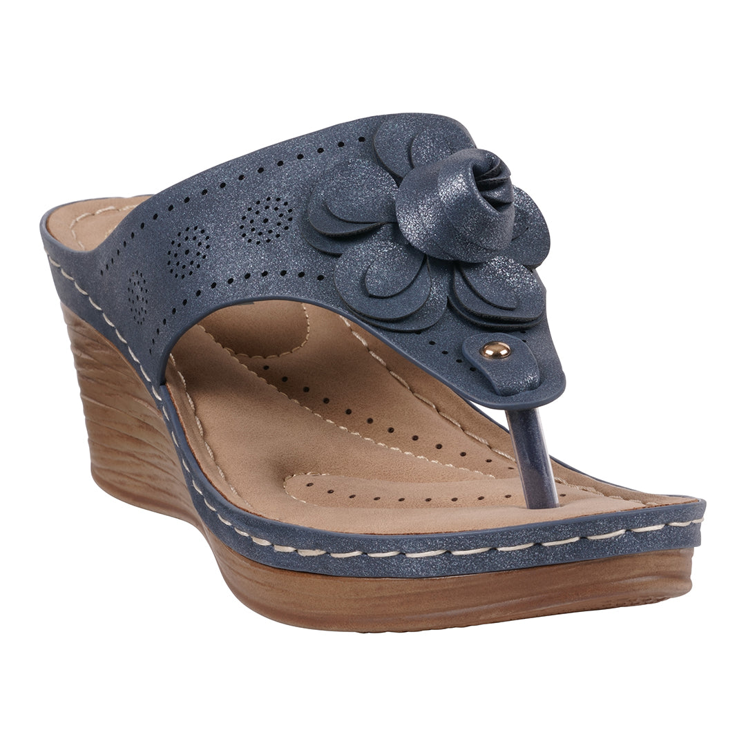 Women's Willa Blue Floral Wedge Sandals Blue (shoe) - bueno women's willa sandals, williams women's san - shop at us.meeeshop