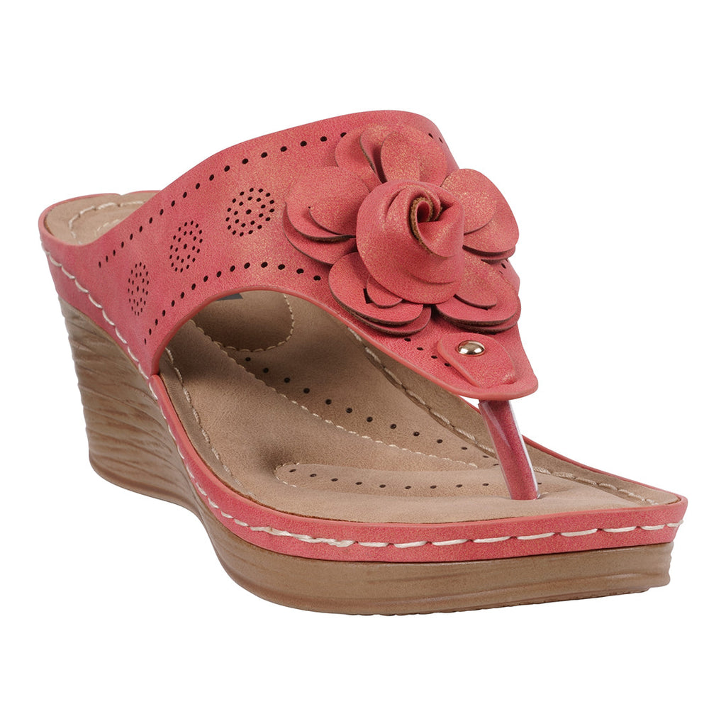 Women's Willa Red Floral Wedge Sandals Red (shoe) - bueno women's willa sandals, williams women's sanda - shop at us.meeeshop