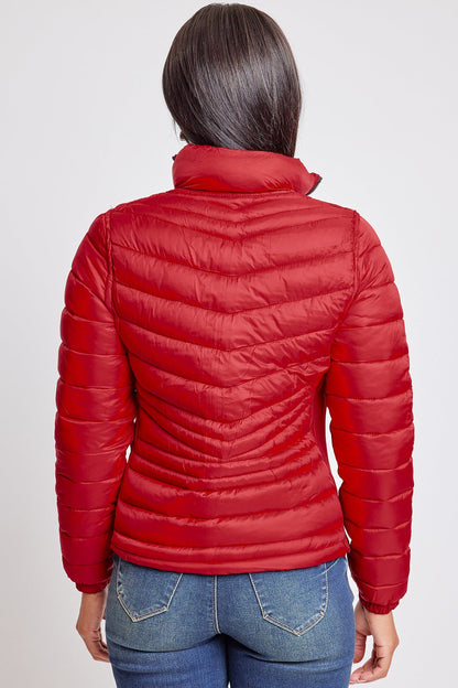 Women's Winter Reversible Fitted Puffer Jacket in Black/Red view 4 - Fall Wardrobe Essential - Womens Winter Jacket Sale