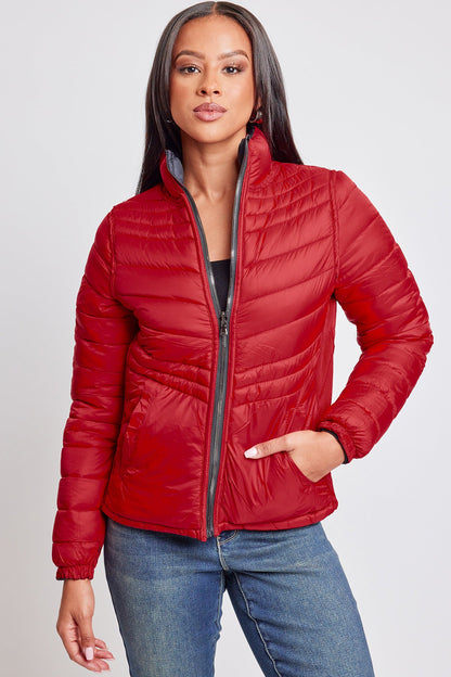 Women's Winter Reversible Fitted Puffer Jacket view 6 - Fall Wardrobe Essential - Womens Winter Jacket Sale (layer)