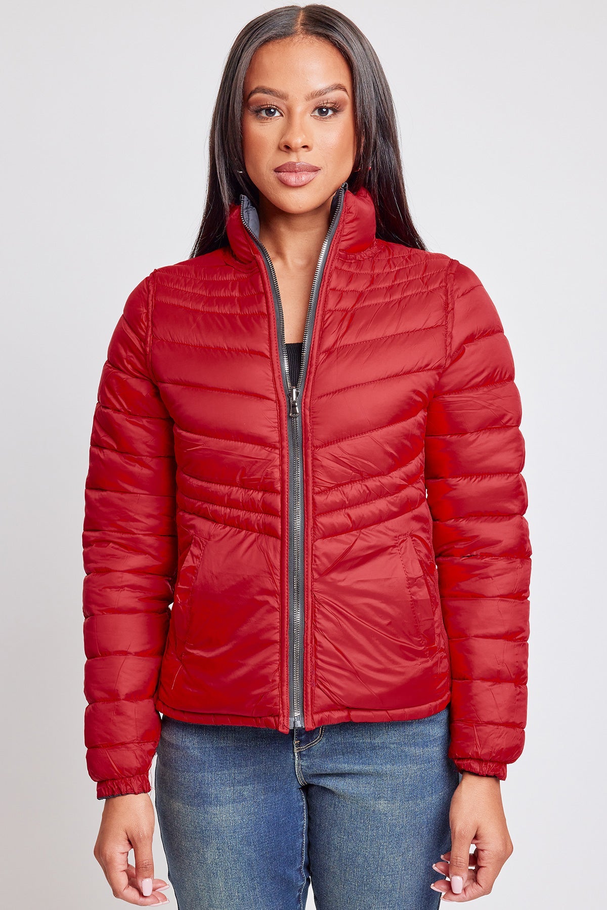 Women's Winter Reversible Fitted Puffer Jacket view 7 - Fall Wardrobe Essential - Womens Winter Jacket Sale (layer)