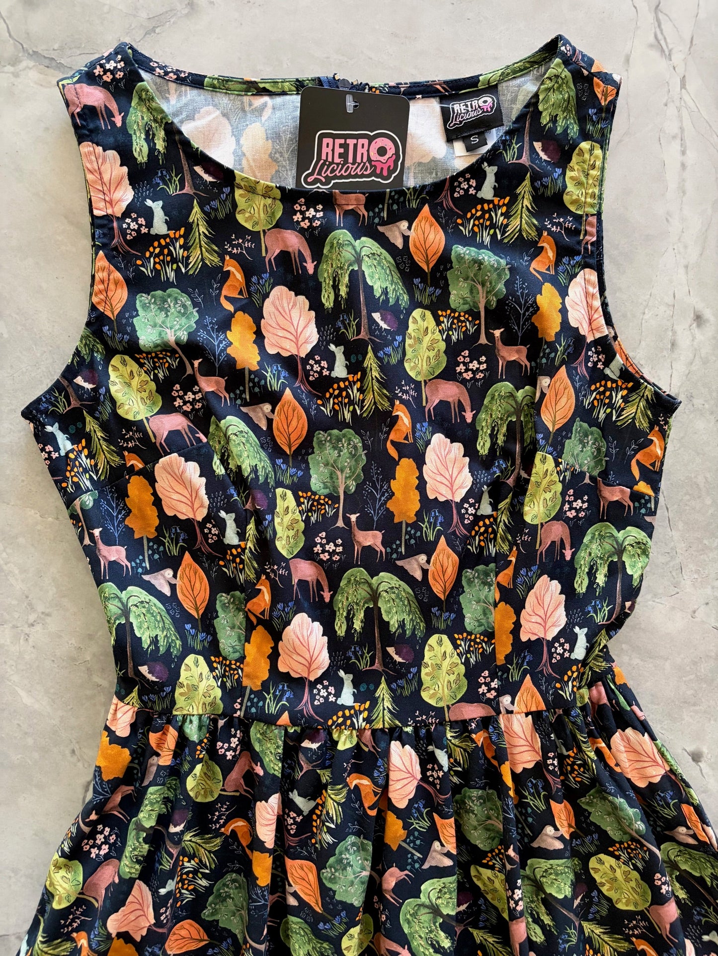 Woodland Midi Dress in Navy in 1X view 6 - Woodland Bloom Midi Dress