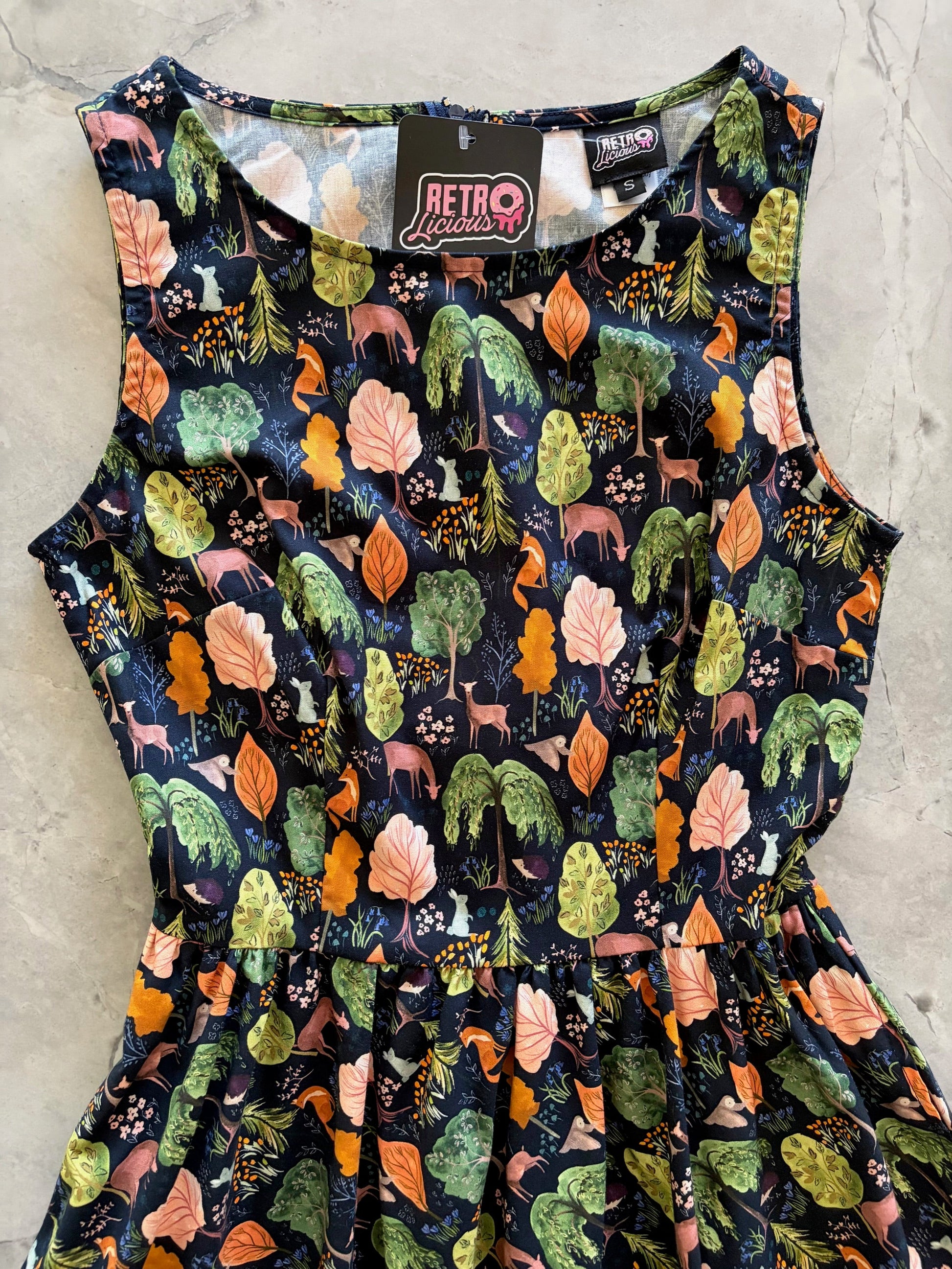 Woodland Midi Dress in Navy in 1X view 6 - Woodland Bloom Midi Dress