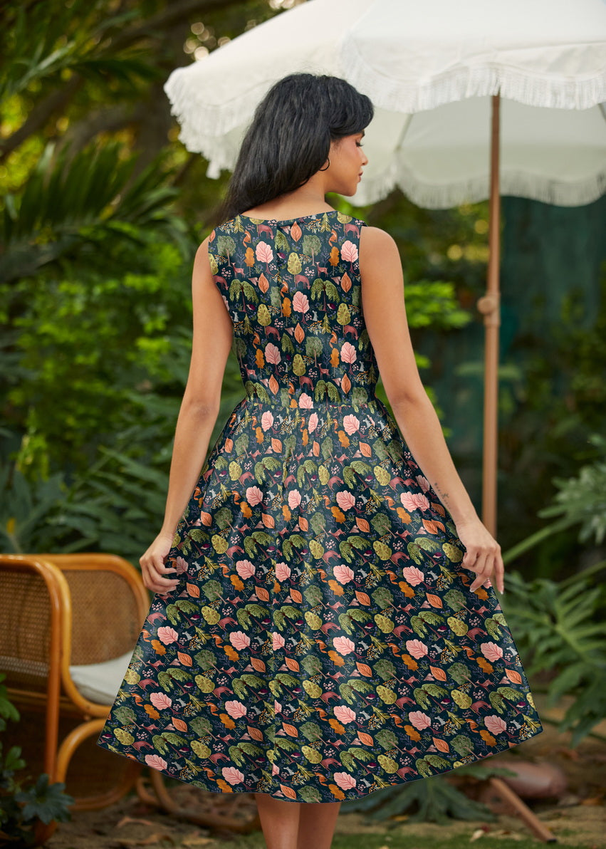 Woodland Midi Dress in Navy in L view 4 - Woodland Bloom Midi Dress