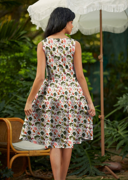 Woodland Vintage Dress in Cream in L view 4 - Cream Dress