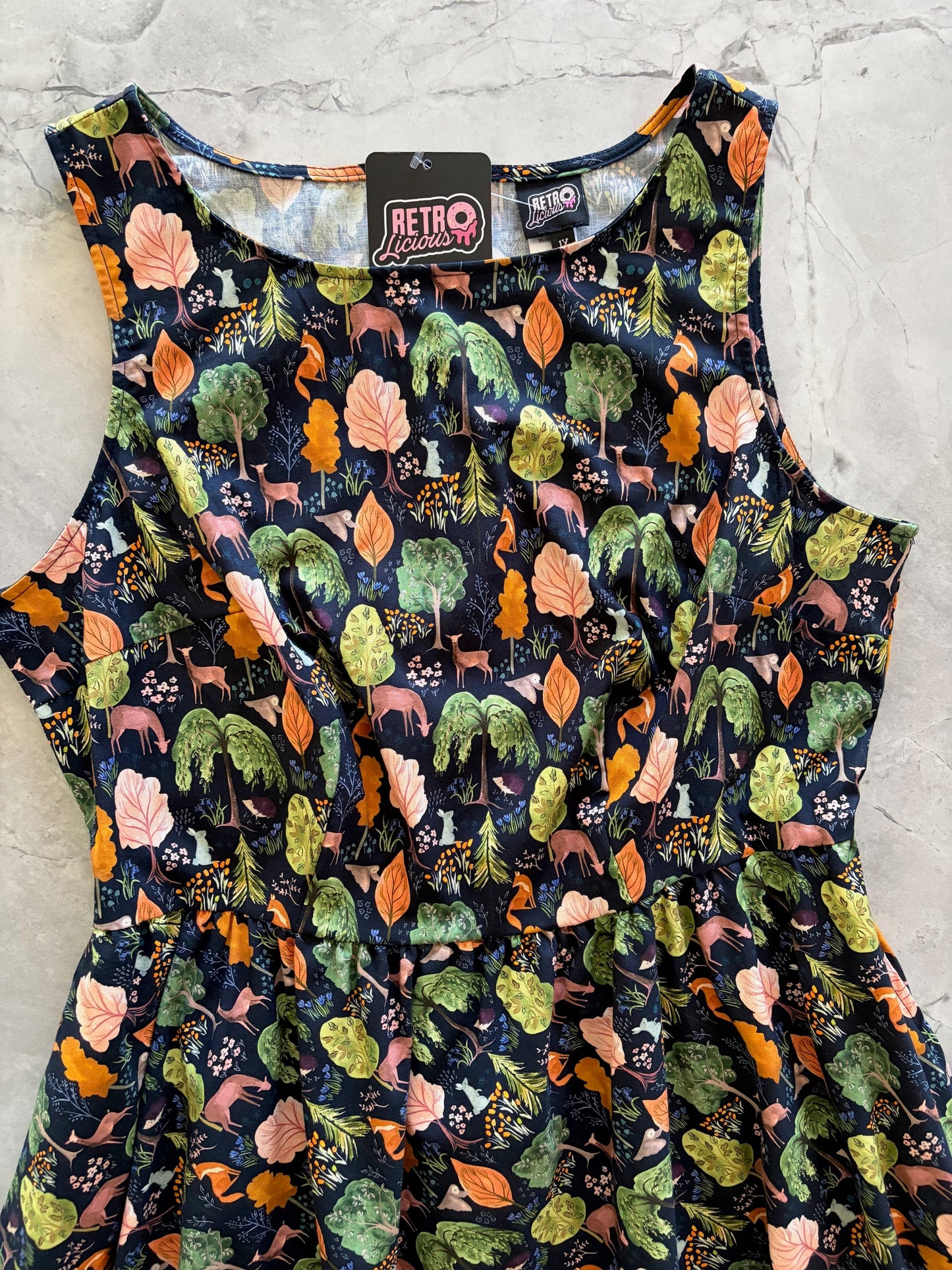 Woodland Vintage Dress in Navy in M view 3 - Navy Dress