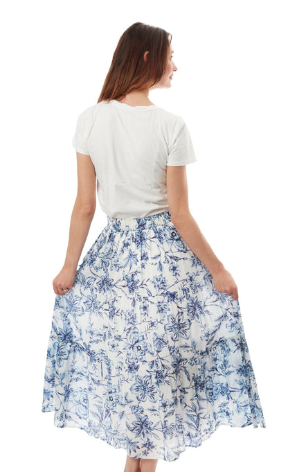 Woodstock Skirt Blue White in XL view 5 - White Skirt