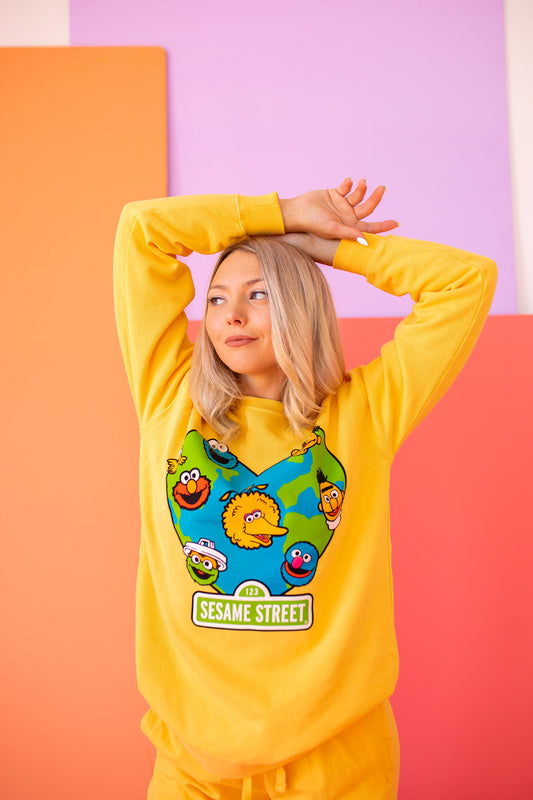 World Heart Sesame Sweatshirt in Yellow - Disney World Heart Sweatshirt (top)