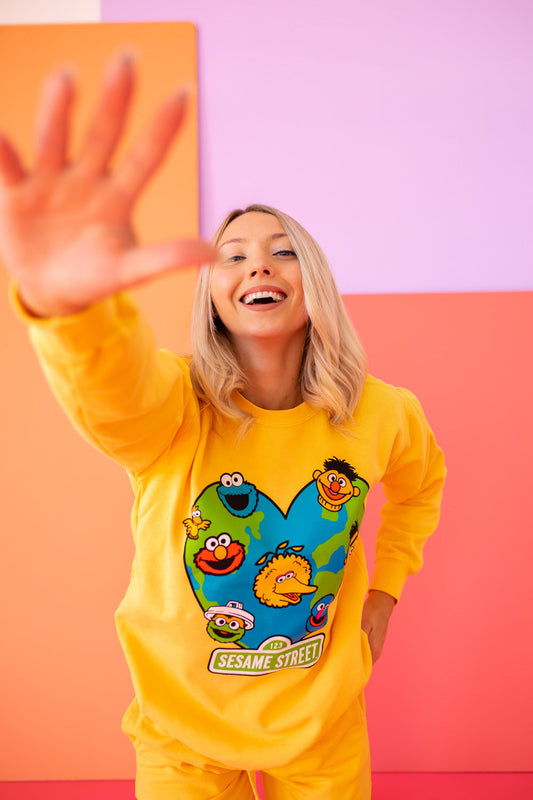 World Heart Sesame Sweatshirt in Yellow view 2 - Disney World Heart Sweatshirt (top)
