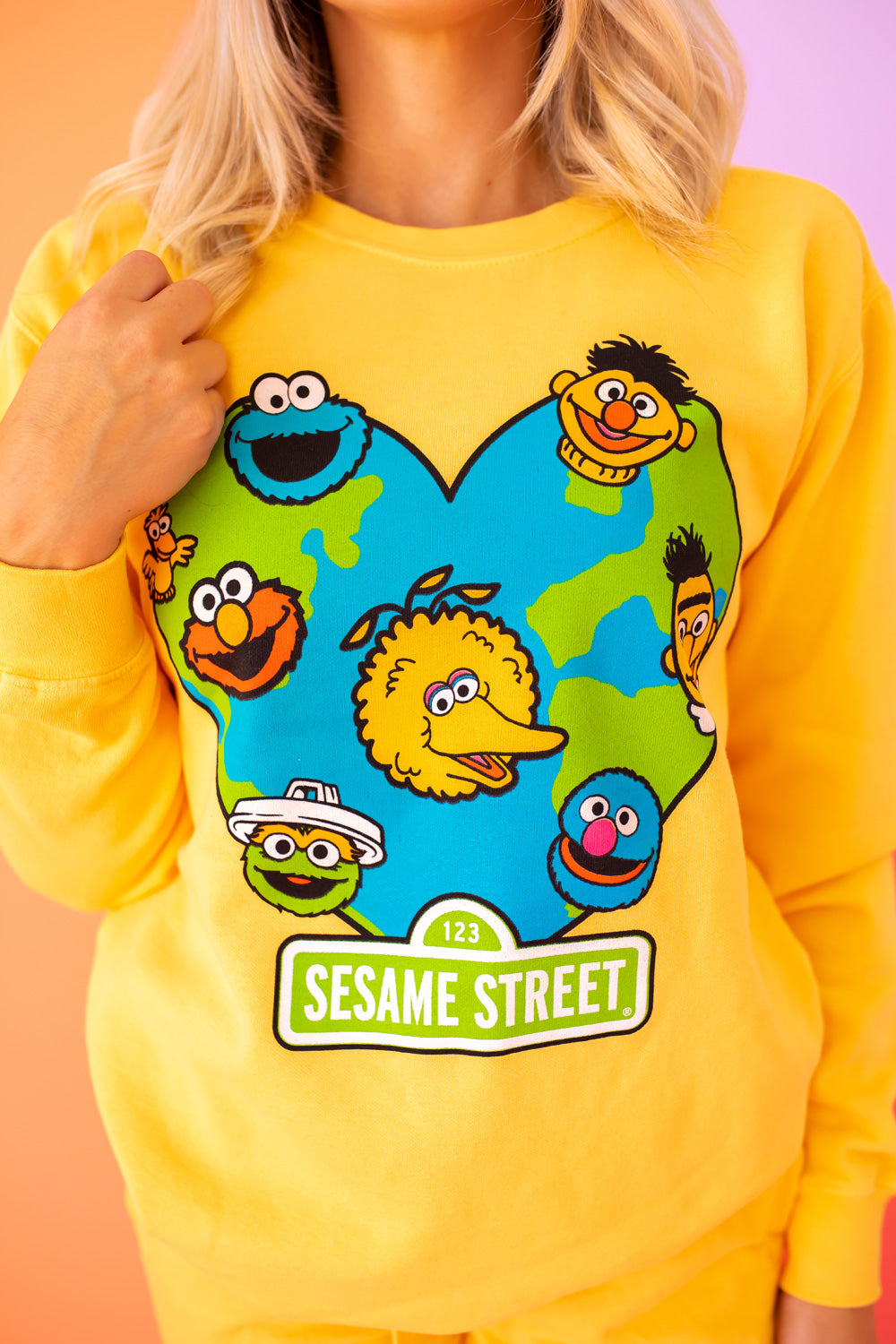 World Heart Sesame Sweatshirt Yellow view 4 (top) - disney world heart sweatshirt, dandy worldwide hear - shop at us.meeeshop