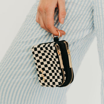 Woven Cameron Double Zip Clippable Card Wallet - MeeeShop Women's Fashion