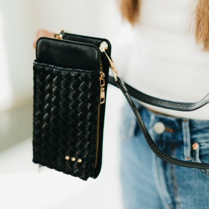 Woven Double Duty Phone Bag in Woven Denim view 7 - Woven Bag Double Strap