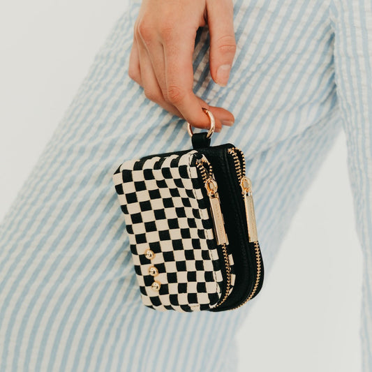 Woven Cameron Double Zip Clippable Card Wallet
