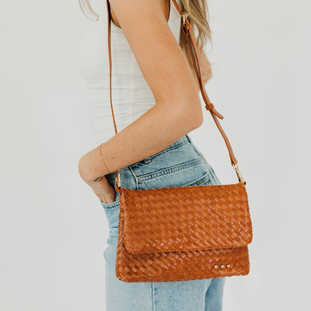 Wrenlee Woven Flap Crossbody in Cream view 3 (bag)