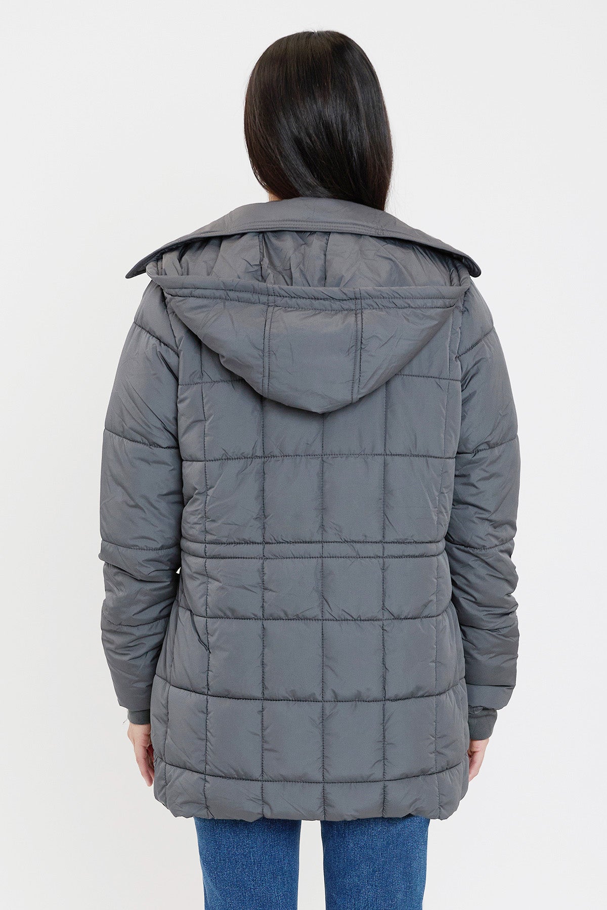 Ymi Detailed Snap Puffer Jacket in Black view 19 - Full Snap Jacket (layer)
