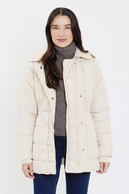 Ymi Detailed Snap Puffer Jacket in Charcoal view 10 - Full Snap Jacket (layer)