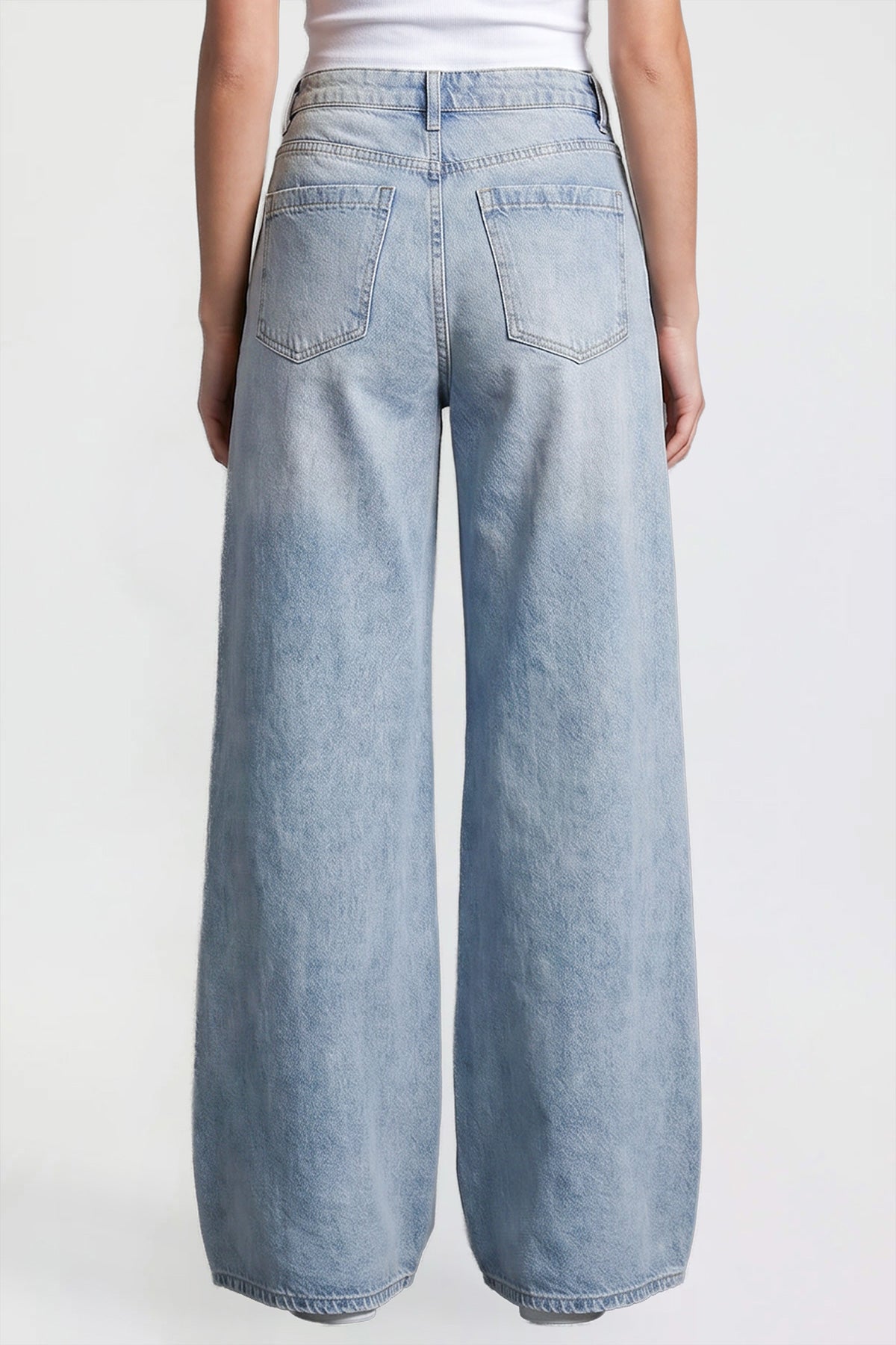 Ymi Women's Baggy Wide Leg Jeans in J Faded Blue view 4 - Womens Baggy Jeans Y2K (bottom)